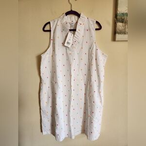 Crown And Ivy Sleeveless Midi Dress White Colored Frayed Dots XXL NWT